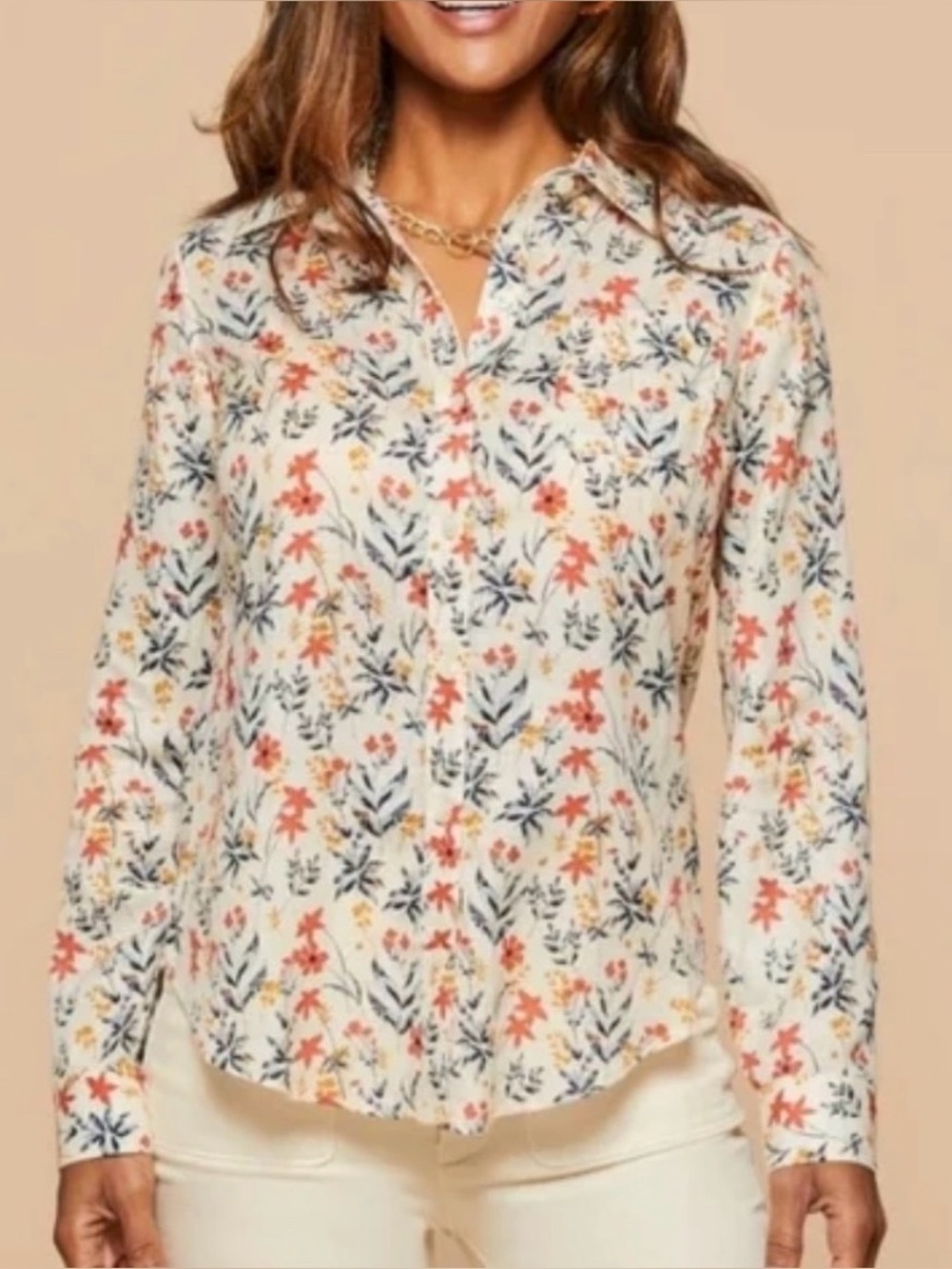 Spartina 449 Lois Linen Floral Button Down Top XS